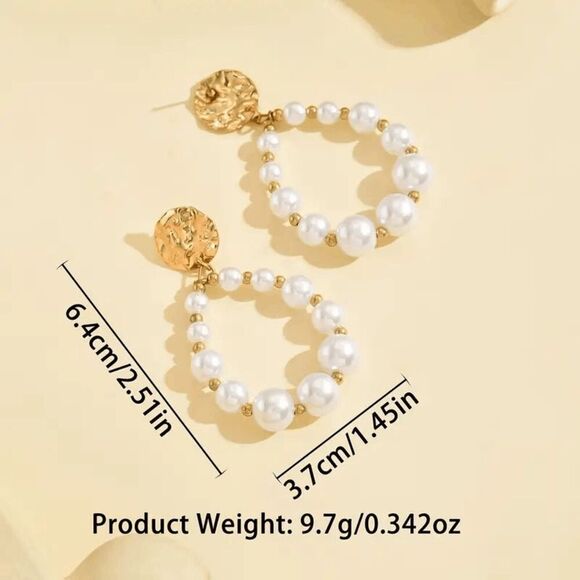 Pearl Drop Dangle Earrings - Picture 2 of 3